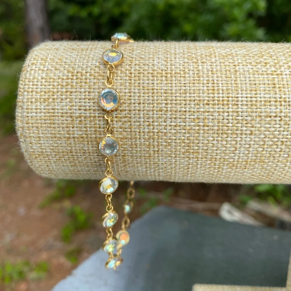 Gold and Crystal Dainty Bracelet - Picture 2 of 3